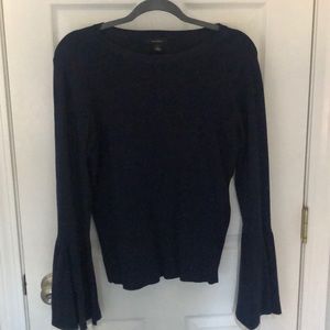 Halogen navy sweater with belle sleeve